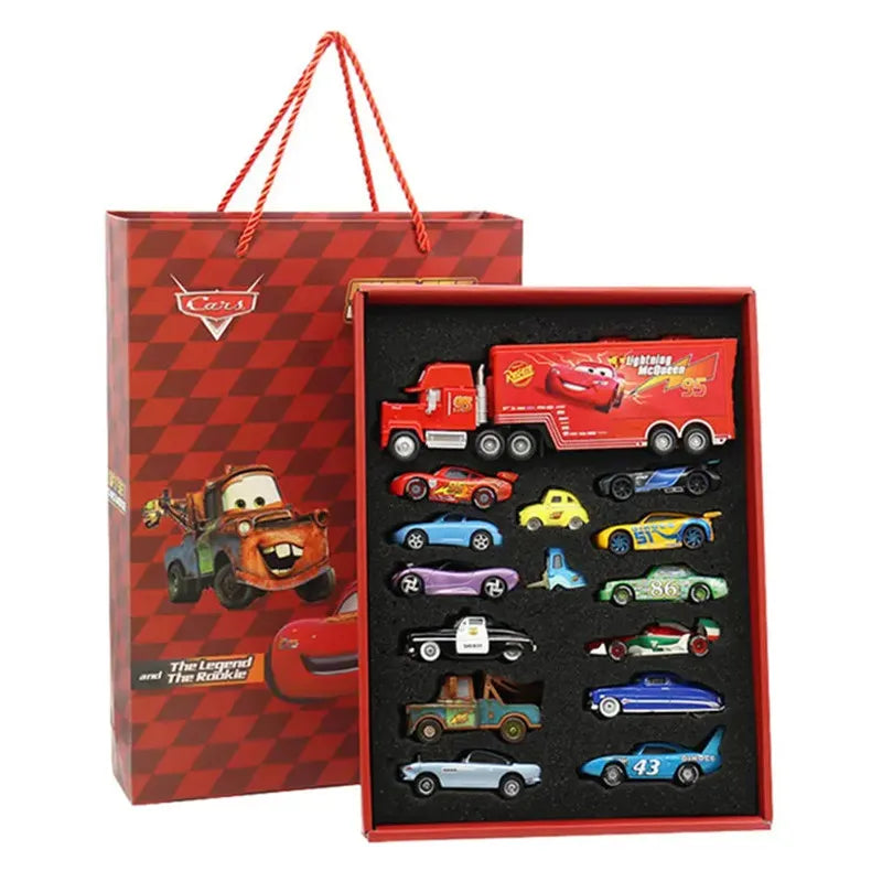 Kit Presente Disney Pixar Cars – 8/13/15 Peças | Miniaturas de Metal Diecast | Lightning McQueen, Jackson Storm, Caminhão Mack e Mais!