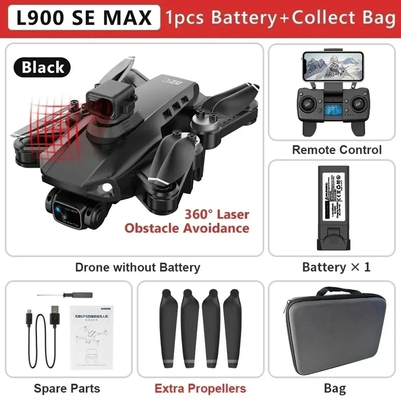 L900 Pro SE MAX GPS Drone Profissional 4K | Câmera Dupla HD | 5G Wi-Fi | Motor Brushless | Evita Obstáculos 360°