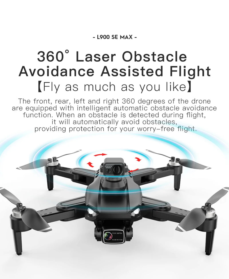 L900 Pro SE MAX GPS Drone Profissional 4K | Câmera Dupla HD | 5G Wi-Fi | Motor Brushless | Evita Obstáculos 360°