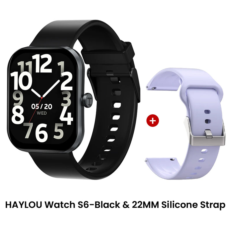 HAYLOU Watch S6 – Smartwatch com Tela HD 2.01", Chamadas por Bluetooth, IP68, Monitoramento Fitness