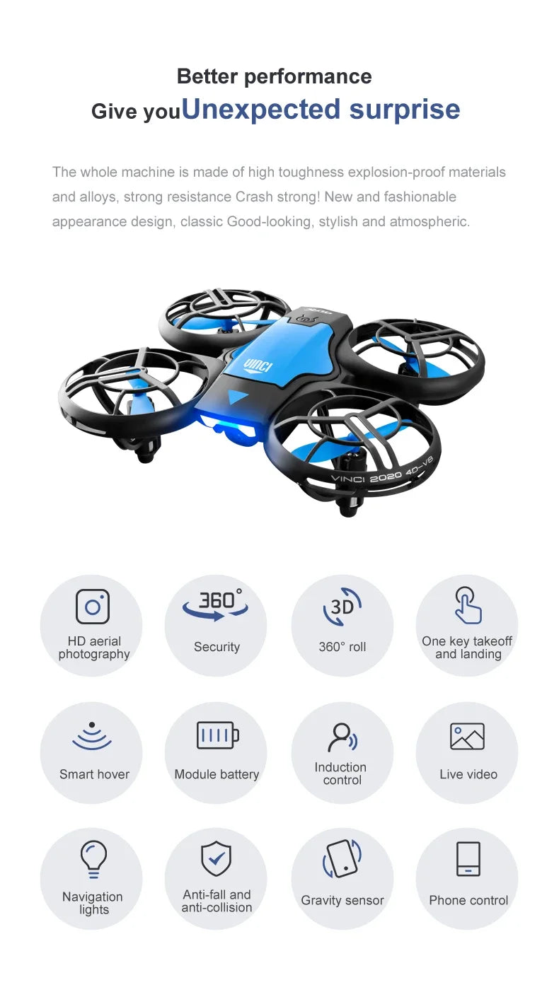 🚁 V8 Mini Drone 4K HD WiFi FPV | Câmera Grande Angular | Altitude Hold | Ideal para Iniciantes e Crianças | 4DRC RC Quadcopter