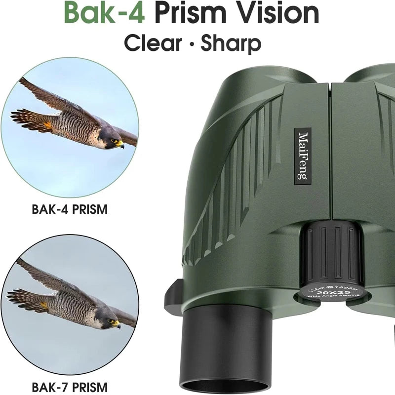 Binóculos Profissionais 20x25 HD – Portátil, à Prova d’Água, Ideal para Camping, Caça e Observação ao Ar Livre