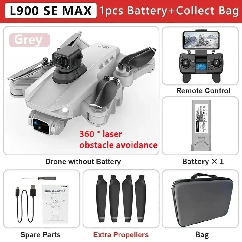 L900 Pro SE MAX GPS Drone Profissional 4K | Câmera Dupla HD | 5G Wi-Fi | Motor Brushless | Evita Obstáculos 360°