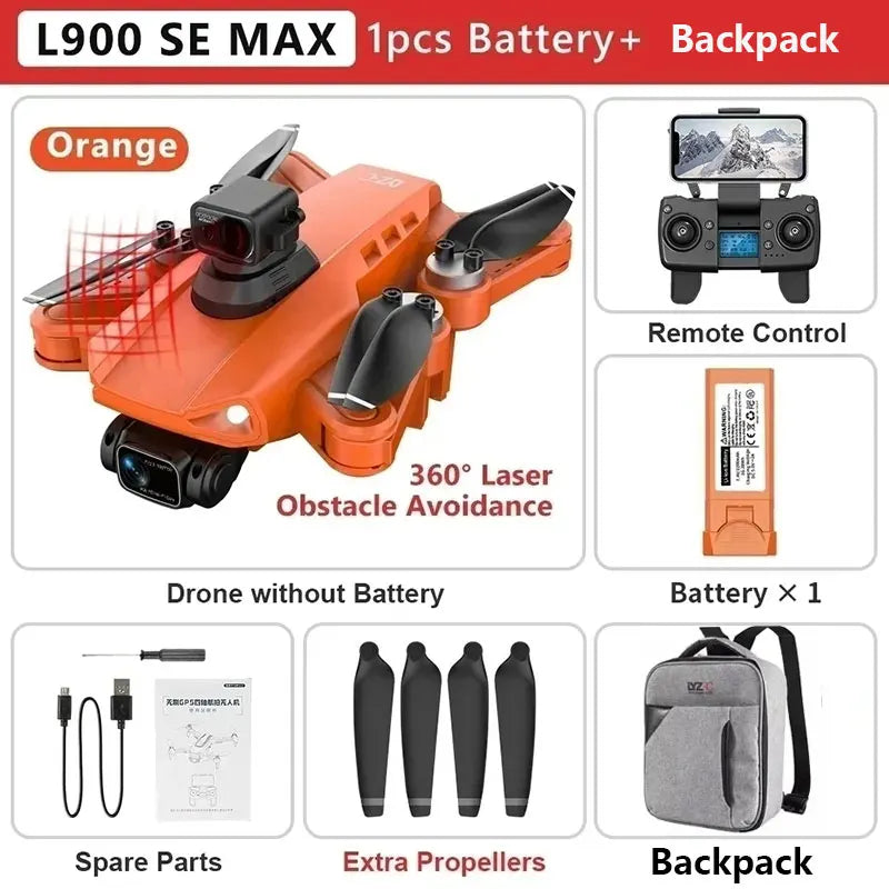 L900 Pro SE MAX GPS Drone Profissional 4K | Câmera Dupla HD | 5G Wi-Fi | Motor Brushless | Evita Obstáculos 360°