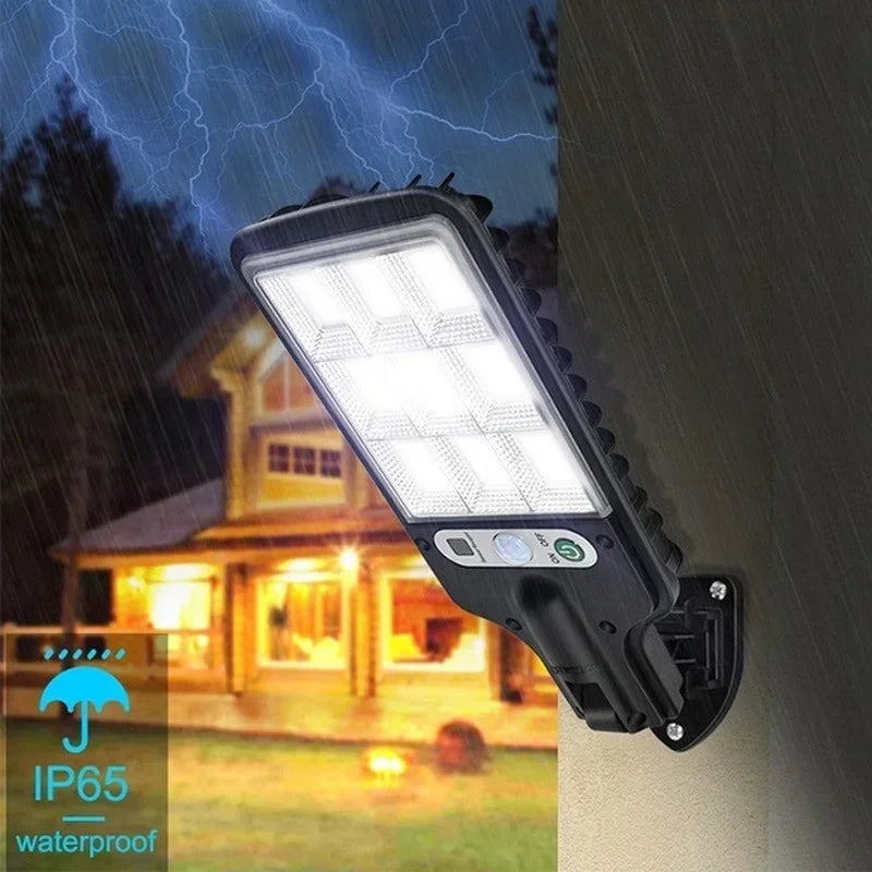 Luminária de Parede Solar LED para Área Externa – Recarregável com Sensor de Presença, Ideal para Jardim, Garagem, Terraço e Portão