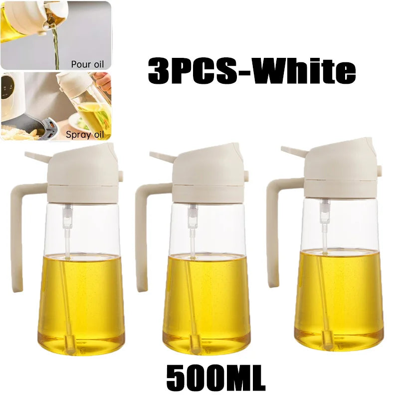 Borrifador de Óleo 200/300/500ml para Cozinha – Ideal para Azeite, Vinagre, Churrasco e Culinária – Frasco Reutilizável com Pincel de Óleo